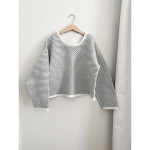 J.Crew Quilted Striped Cropped Sweater Women's Long Sleeve Casual Comfort